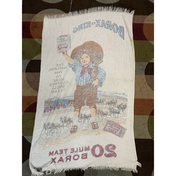 Vintage BORAX IS KING 20 MULE TEAM Beach Towel Advertising Cotton Blend USA Made - Picture 5 of 5
